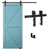 TSMST 6FT/183CM Binario per Porta Scorrevole Kit, Nero e Rustico Porta Scorrevole Kit Accessori con Guida a Pavimento Regolabile Scorrevole per Porta Singola Scorrevole