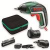 Bosch DIY Tools Set da cacciavite a Batteria IXO (Testa ad Angolo, Testa Eccentrica, 10 cacciaviti, caricatore USB, scatola schiuma, 3,6 V, 1,5 Ah), Nero/Verde