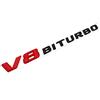 VmG-Store V8 Emblema in plastica con retro adesivo in schiuma (V8 Biturbo rosso nero)