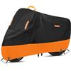 SECELES Telo Coprimoto Impermeabile per Esterno Oxford 300D, Telo Copri Moto Scooter Copertura Protettiva Interno con 5 Strisce Riflettenti, 2 Fori per Lucchetti e 2 Fibbie Antivento (1XL: 215 x 95 x 125 cm)