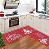 CAROMIO Set di 2 tappetini da cucina natalizi, tappeti e tappetini da cucina in lino per albero di Natale per pavimento bagno, decorazioni natalizie per la casa, 40 x 60 cm + 40 x 120 cm