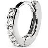 SINGULARU - Orecchino Singolo Cerchio Cleo M. Argento Sterling 925 con Finitura in Rodio e Zirconi. Chiusura Congo. Gioielli per Donna