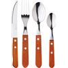 Renberg RB RENBERG WOODY - Set di posate in acciaio inox da 24 pezzi con manici in legno - Robusto e durevole - Design dal forte appeal - Ottimale per l'uso quotidiano