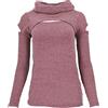 GURU SHOP Psytrance - Maglia a maniche lunghe con spalle aperte, collo alto, da donna, in cotone, rosa antico, 44