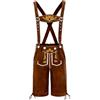 COSAVOROCK Costume Bavarese Oktoberfest Uomo Lederhosen Corto Marrone 52