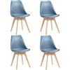 BenyLed - Set di 4 sedie da sala da pranzo scandinave moderne con seduta imbottita e gambe in legno di faggio, ideali per sala da pranzo, cucina, soggiorno, camera da letto, colore: blu scuro