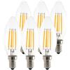 Garza - Confezione da 6 Lampadine LED a Filamento a Candela C37, Attacco E14, Luce calda (2700k), 4W, 470 Lumen, Angolo di illuminazione di 220°, IRC 80