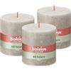 Bolsius - Candela rustica - colore grigio chiaro - 10 x 10 cm (confezione da 3) - lunga durata di 62 ore