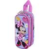 Disney Minni Mouse Spring-Astuccio 3D Doppio, Lilla, 22 x 9,5 cm
