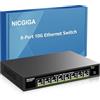 NICGIGA Switch Ethernet a 8 porte 10G non gestito, con 8 porte 10Gb Base-T, switch di rete NICGIGA 10Gbps facile per NAS 10G, PC, router WiFi7, adattatore/NIC 10G.