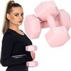 SPRINGOS Set Manubri Hexagon 2 x 2 kg Pesi Palestra per Aerobica, Fitness e Allenamento Forza - Manubri Esagonali Rosa per Donna