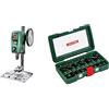 Bosch PBD 40 Trapano a Colonna, 710 W, perAcciaio e Legno, 13 mm e 40 mm, in Cartone + Bosch 2607019469 Set Misto, 15 Frese HM, Gambo 8 mm