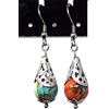 ThurColas Orecchini donna in acciaio inox con perle multicolore in pietre naturali e cono filigranato - design elegante (Blu e arancione)