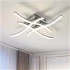 Dorlink Plafoniera LED Soffitto Moderna, 24W 2160LM Lampadario LED Camera da Letto, 4000K Bianco Neutro Lampadari Cucina, 4 Luci Plafoniera Onde Sfalsate Argento, Lampadario Soggiorno, Ø45CM
