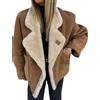 Suncadmious Donna Oversize Sherpa Foderato Shearling Giacca Inverno Moda Pile Cappotto Spesso (caffè,L)