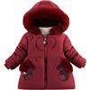 Amur Leopard Cappotto Invernale Bambina Giubbotto Trapuntato con Cappuccio Giacca Bimba di Cotone Antivento, Rosso B, 100/XL/2-3 Anni