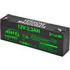 ANFEL Batteria al piombo ricaricabile ermetica 12V 2.2Ah 2.3Ah 178mm x 34mm x 66mm per antifurti allarmi sistemi di videosorveglianza