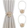 Dalababa 2 Pezzi Fermatende per Tenda Magnetica, Ferma Tende in Metallo con Calamita, Corda per Tende Magnetico Decorazione Domestica - Oro