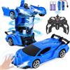 Highttoy Macchina Telecomandata Robot Bambini con Rilevamento Gesti, Luce e Musica, 2.4GHz Rotazione a 360° Macchina Trasformatore Robot Giocattolo Bambino 3 4 5 6 7 8 Anni Regalo, Blu