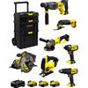 JG todotaladros STANLEY FatMax Kit SVK709 (SFMCH900 + SFMCG400 + SFMCD711 + SFMCF800 + SFMCS500 + SFMCS600 + SFMCE500 + 3 Batterie 4,0 Ah + Caricabatteria + Caddy 3in1)