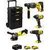 JG todotaladros STANLEY FatMax Kit SVK400 (Tassellatore SFMCH900 + Smerigliatrice SFMCG400 + Trapano a Percussione SFMCD711 + Avvitatore a Impulsi SFMCF800 + 2 Batterie 2,0 Ah + Caricabatteria + Caddy 3in1)