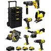 JG todotaladros STANLEY FatMax Kit SVK701 (SFMCH900 + SFMCG400 + SFMCD711 + SFMCF800 + SFMCS500 + SFMCS600 + SFMCL020 + 3 Batterie 4,0 Ah + Caricabatteria + Caddy 3in1)