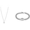 Emporio Armani Collana e bracciale da uomo, acciaio inossidabile, argento, set