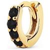 SINGULARU - Orecchino Singolo Cerchio Cleo S Black. Argento Sterling 925 con Finitura in Oro 18Kt. Chiusura Congo. Gioielli per Donna