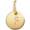 SINGULARU - Mini Medallion Letter. Pendente Iniziale in Argento Sterling 925 con Finitura Placcata Oro 18Kt. Combinabile con Collana. Gioielli da Donna. Lettera F