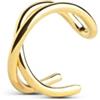 SINGULARU - Orecchino Singolo Ear Cuff Cross. Argento Sterling 925 con Finitura in Oro 18Kt. Regolabile. Gioielli per Donna