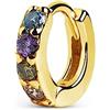 SINGULARU - Orecchino Singolo Cerchio Cleo S Colors. Argento Sterling 925 con Finitura in Oro 18Kt. Chiusura Congo. Gioielli per Donna