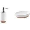 Gedy G-Canberra Dosasapone, Misure e Peso: 17X7X7 CM & 0,248 kg, Dispenser Sapone Bagno in Ceramica & G-Canberra saponetta, Misure e Peso: 3X13X9,5 CM & 0,184 kg, Porta Sapone Solido