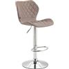 CLP Sgabello Imbottito Bar Cork In Stoffa E Metallo I Sedia Cucina Moderna E Trapunta I Sgabello Girevole 360° Alt. 58-79 CM, Colore:tortora, Colore del telaio:cromo