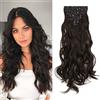 Gairyan 50cm Extension Clip Capelli Ricci Mossi 7pcs Set Extension Capelli Finti Clip Posticci Naturali Sintetici Clip in Hair Extension Morbido Lunghi Ondulati Full Head per Donna, Marrone Medio