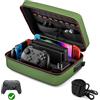 VORI Custodia per Nintendo Switch, Case da Viaggio Rigida Deluxe Trasporto Protettiva Cover con 18 Cartucce Gioco e Accessori, Verde