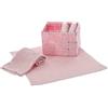 Casatessile Set Lavette Bagno con Cestino Dallas Asciugamani Ospiti, Lavette Spugna Cotone per Viso Bidet, Bambini - Rosa