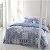 Catherine Lansfield Bedding Boho Patchwork Set copripiumino singolo con federa blu