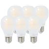 Garza - Confezione da 6 Lampadine LED a Filamento Opal Standard A60, Attacco E27, Luce calda (2700k), 8W, 1060 Lumen, Angolo di illuminazione di 360°, IRC 80