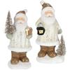 Flair Flower Statuetta Decorativa di Babbo Natale in Ceramica Con Albero, Set da 2 Pezzi, 21 x 7 x 10 cm, Decorazione Natalizia