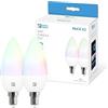 Garza Confezione da 2 Lampadine LED Smart Wifi Vela C37 E14 5W, equivalenza 40W, RGB+CCT, Intensità Dimmerabile, Programmabile, Controllo Vocale e App, Alexa/Google Home, Wifi 2,4 GHz