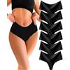READY TO LOVE Perizoma Mutande Donna Vita Alta Intimo Tanga Donna Senza Cuciture Seducente Slip Donna Microfibra Bordo dell'ondulazione Set Mutandine Donna Invisibili Thongs Women Underwear Pacco da 6