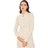 San Vera Cardigan con cappuccio da donna in cashmere di lusso 100% italiano, avorio, M