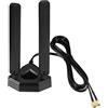 Eightwood Antenna WiFi 6E MIMO 2.4/5.8/6GHz RP-SMA Base magnetica cavo 2M | Antenna WLAN Tri-Band per PC Gaming e router, compatibile con schede PCIe ASUS, Netgear, TP-Link e universale