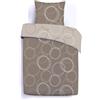 Vision - Set copripiumino Lenny Taupe - reversibile - Set copripiumino 140 x 200 cm con 1 federa per cuscino per letto singolo - 100% cotone