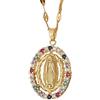 JEVLUH Collana Minimalista con Collane con Zirconi Cubici,Medaglia Miracolosa Placcata in Oro della Vergine Maria