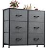 WLIVE Cassettiera in Tessuto con 6 Cassetti, Cassettiera Camera da Letto, Credenza, Struttura in Acciaio, Ideale per Soggiorno, Cameretta di Bambini, Corridoio, Facile da Installare, Grigio Nero