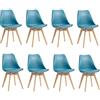 BenyLed - Set di 8 sedie da sala da pranzo scandinave moderne con seduta imbottita e gambe in legno di faggio, ideali per sala da pranzo, cucina, soggiorno, camera da letto, Turchese