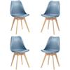 EGOONM Set di 4 Sedie da Pranzo Scandinave, Sedie da Imbottite Retrò da Cucina/Sedia da Ufficio con Gambe in Legno Massello di Faggio (Blu Scuro)