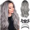 QJFHURB Parrucca Donna Ombre Argento Grigio Lungo Riccio Lunga Parrucca Grigia Lunghi Grigio Ombré Parrucca Per Le Donne Uso Parrucche Lunghe Grigio Grigie Ombre Per Donna Parrucca Grigia Lunga Parrucca