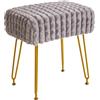 IBUYKE sgabello poggiapiedi rettangolare ottomano, tavolino da trucco Vanity Sgabello, seduta da toeletta in velluto, sedia sgabello, gambe d'acciaio dorato, per sala trucco, grigio WBD003G